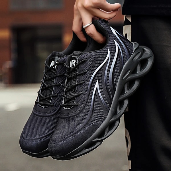 Muodin Juoksukengät Miehille Liekki Painettu Sneakers Neulotuilla Urheilullisilla Pohjilla Iskunvaimennus Jogging-Kengät Kevyet ZY-SHCCJQ2107-Valkoinen 44