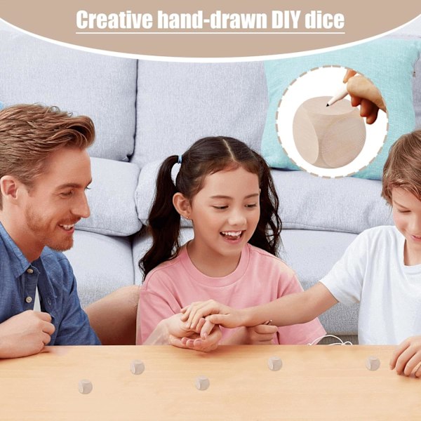 DIY Träkub-pysselset | 20mm Omålade Kuber med Dragkedjesäck & Dekaler 40mm