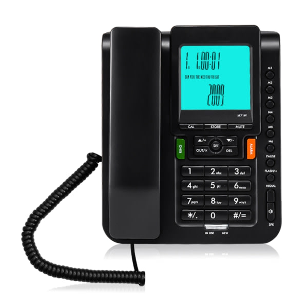 CQBB Fast fast telefon med nummerpresentation DualInterface Telefon Stor LCD-skärm nummerlagring för hemmakontorhotell