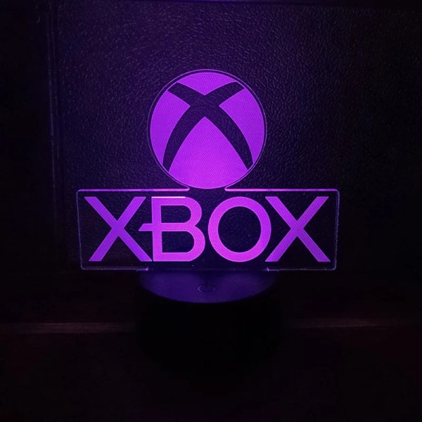 För XBOX-spel 16 färger Ändrar nattljus 3D Akryl LED Touch Bordslampa Atmosfär Rumsdekor Illusion Lampa till jul 7Color Crack base