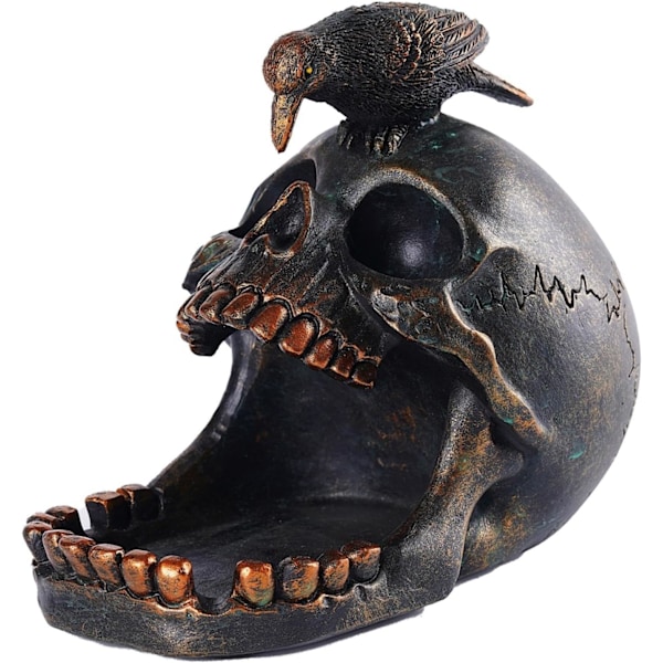 Kråka figurer indretning - kraniehoved møntbakke, gotisk halloween-arrangør 1 st