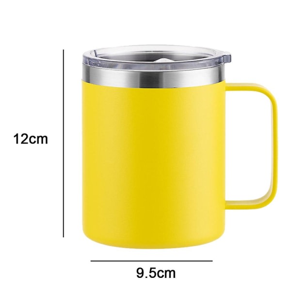 Modemugg i rostfritt stål Kaffekopp Handtag dubbla lager isoleringsmugg gul