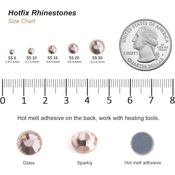 6000 stk. Hotfix Champagne Rhinestones til Håndværk, SS10 (2,7-2,9 mm) Champagne SS10