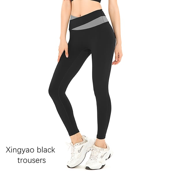 Yoga Byxa Fitness med kjol Kvinnor Två delar Sport High Wais star black XL SQBB