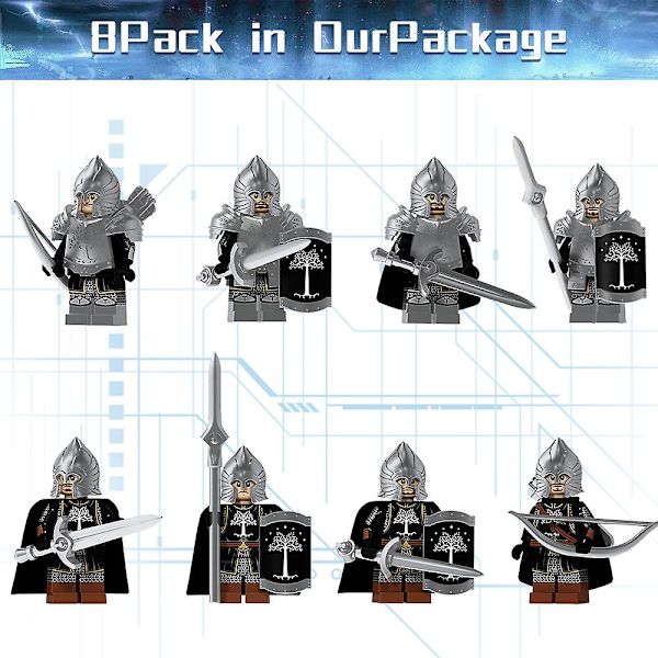 8 stk middelalderfigurer antikke romerske minifigur riddere soldat actionfigur byggeklodseleksager børnelegetøj gavekollektion
