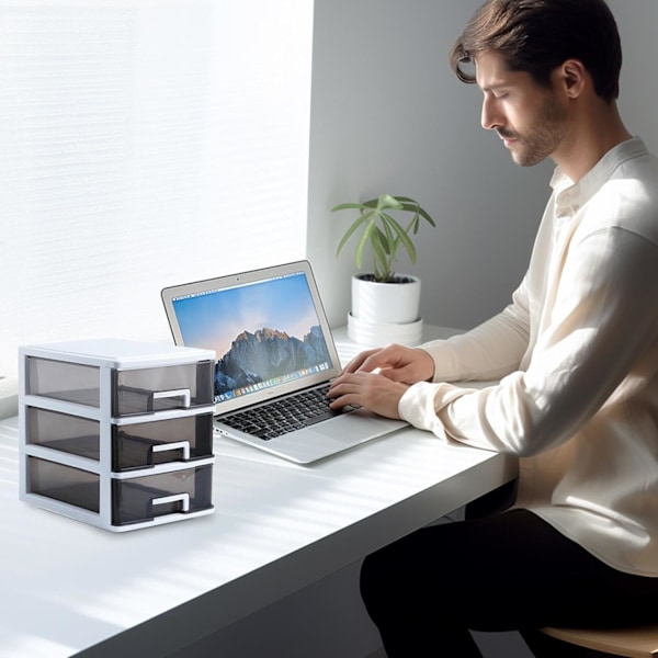 Klar Makeup Organizer Skuffer, Multi-lags Opbevaringsboks til Badeværelsesbord Medium 3-layer A