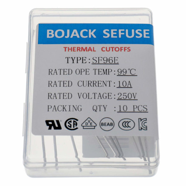 SF96E SEFUSE Termiske Sikringer - 10A 250V, 99°C Termiske Afbrydere, Pakke med 10