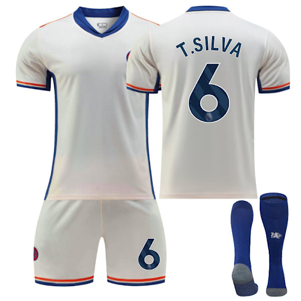 Chelsea Kotipaita Lapsille 2024-2025 - Vieraspelipaikka t.silva Nro 6 - Sukat XL No. 6 - Socks XL