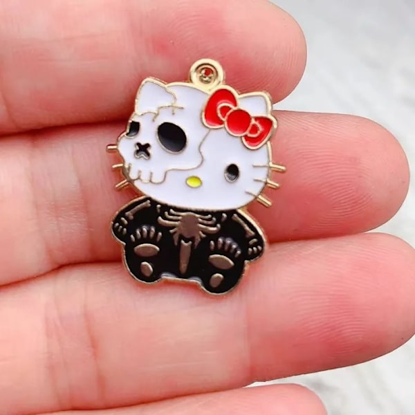 10 stk. emalje Halloween kattecharms til smykkefremstilling, øreringe, armbånd, halskæder, tilbehør, gør-det-selv-materialer, blå zinkbelagt