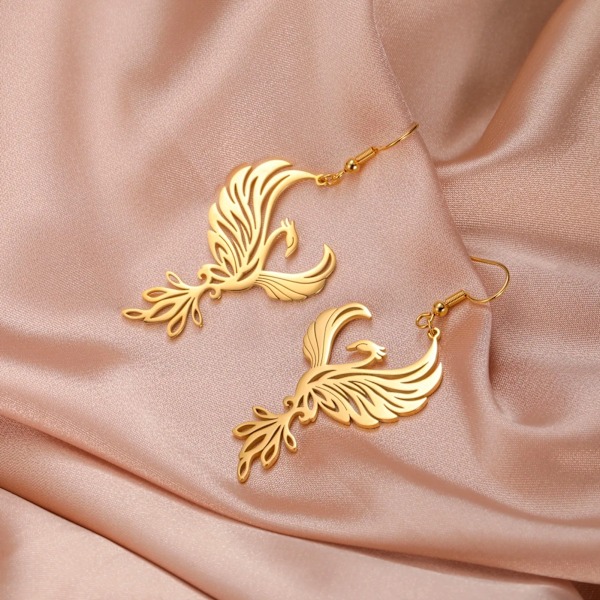 Eueavan 5St Phoenix Rostfritt Stål Tänd Brand Fågel Hummingbird Charms Tur Halsband Örhängen Smycken Att Göra Försörjningar Antique Bronze Plated