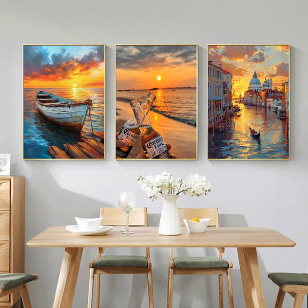 5D DIY Timanttibrodeeraus Täysi Neliö / Pyöreä Timanttimaalaus Sarjat Ranta Maisema Mosaiikki Strassit Puzzle Koriste FDX2513 30x40cm Pyöreä