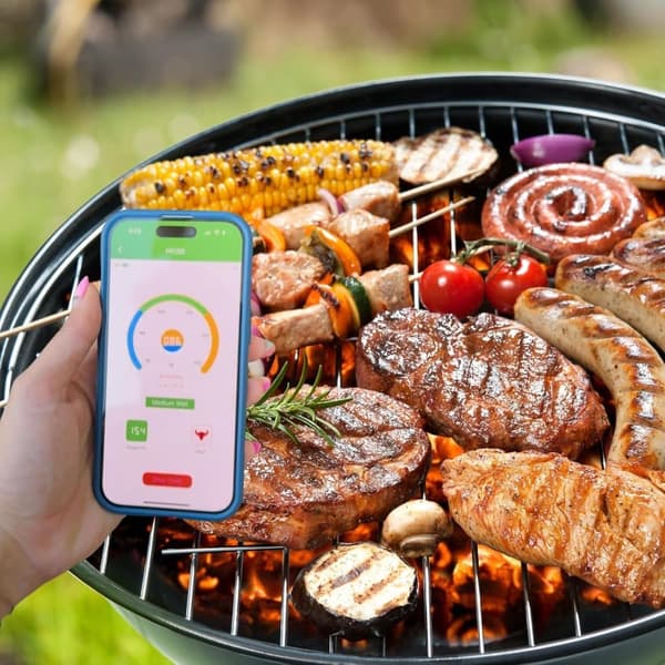 Digitalt kødtermometer Digital trådløs dobbeltsensor Bluetooth BBQ-termometer til grill, madlavning, rygning