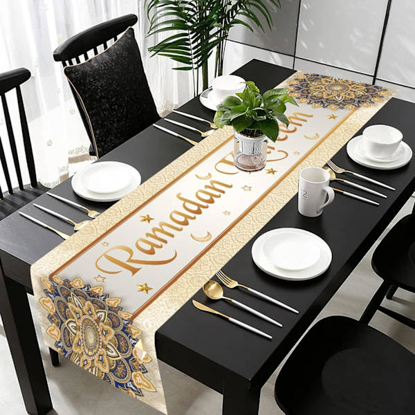 Ramadan-koristelu pöytäliina, eid mubarak -koristelu, pellava, muslimi/islamilainen iftar-juhlan pöytäliina, pöytäliina (#7) #7
