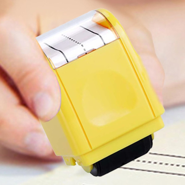 Stempelrulle for håndskriftøving, lærers blekk-stempel for barns skriving yellow