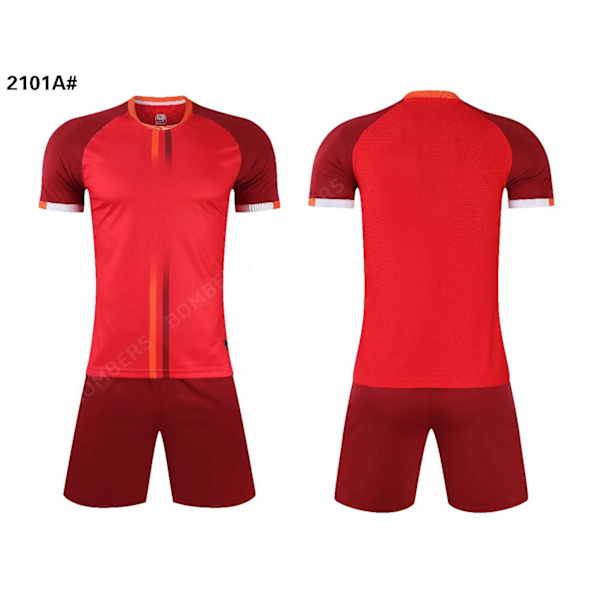 Herr Barn Fotbollströja Kostym Anpassad Kortärmad Sommar Fotbollsträning Uniform Matchande Träningsoverall 2 Delar Skjorta Shorts Set röd red 30
