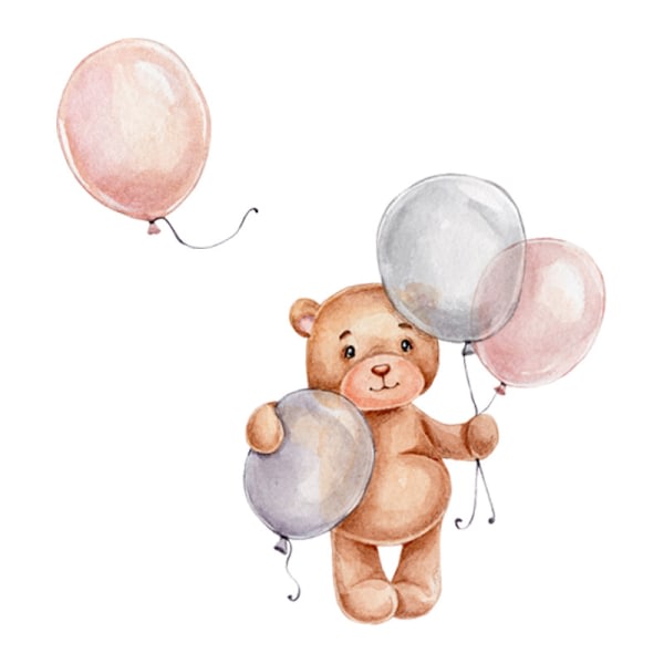 CQBB Dekorativa affischer för barnrum (tjejer) - Djungeldjur motiv + uppblåsbar ballong - Grå/Rosa