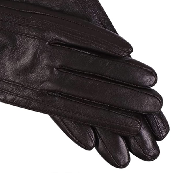 CQBB Vinterläderhandskar för kvinnor, ullfleecefodrade varma handskar, Black