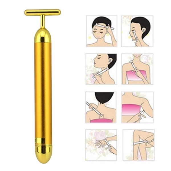 CQBB Beauty Bar 24k Golden Pulse ansiktsmassageapparat, T-Shape Electric