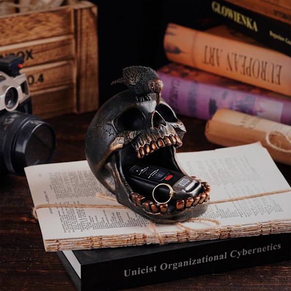 Kråkefigurer Hjemmeindretning - Kraniehoved Møntbakke, Gotisk Halloween-arrangør 2st