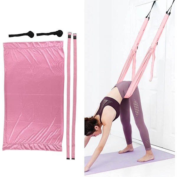 Yogahängmatta, handstativ, delad benstretch, träningshängmatta, bärbar, elastisk, lufthängmatta för hemmet ROSA