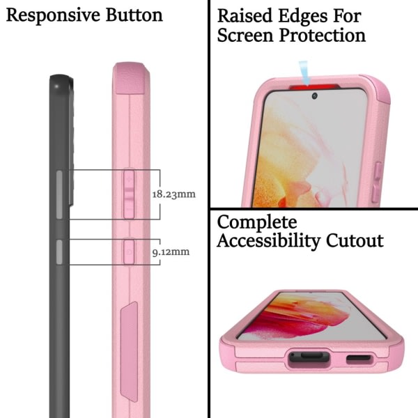 SQBB Xhy Samsung Galaxy S22 -kotelo 2022 Kestävä kumi Kestävä 3-in-1 suojaava Samsung S22 5G -kuori tytöille, miehille, naisille, söpö (violetti) pinkki