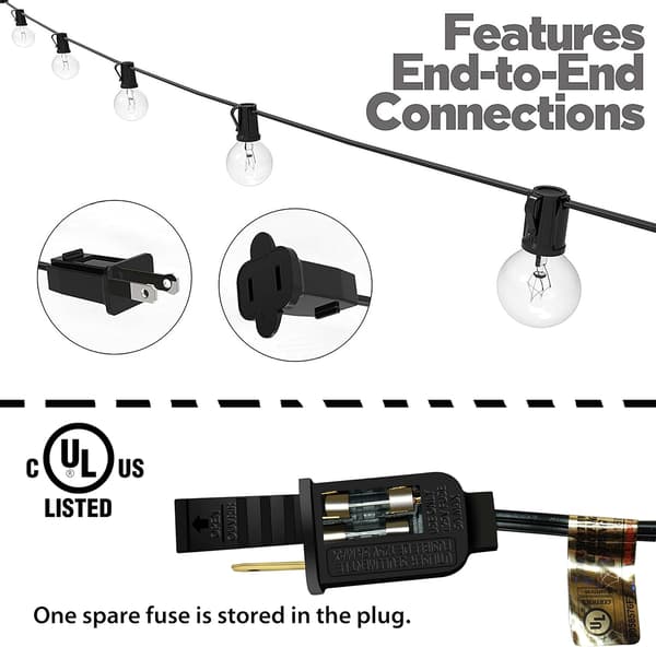 Strenglys, 25 fot G40 Globe String Lights med glødepærer