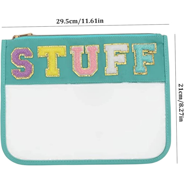 Chenille Bogstav Taske Klar Flad Ting Taske Makeup Pung Multi-Purpose Kosmetiske tasker med lynlås til kvinder rejser fitness strand kosmetiske tasker