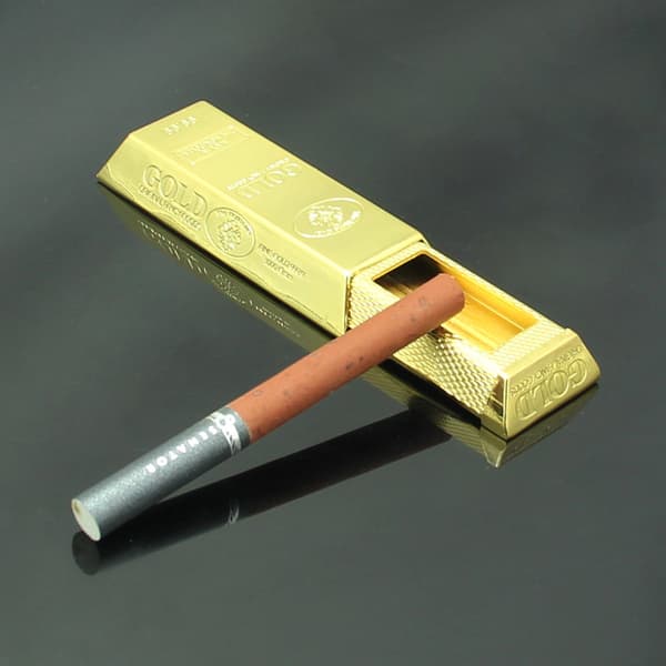 Mini askfat i zinklegering / fickaskfat / bärbart askfat, guld