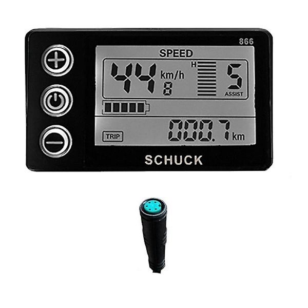 Ebike S866 LCD-skærmsmätare Elcykel 24v 36v 48v Kontrollpanel med vandtæt stik til Bbs01 Bbs02 [DB] Sort Black