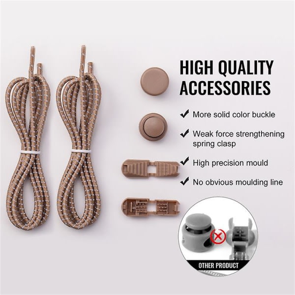 par elastiska snören med snabbkoppling - Snabbsnörningssystem för unik komfort och starkt grepp (120cm) beige