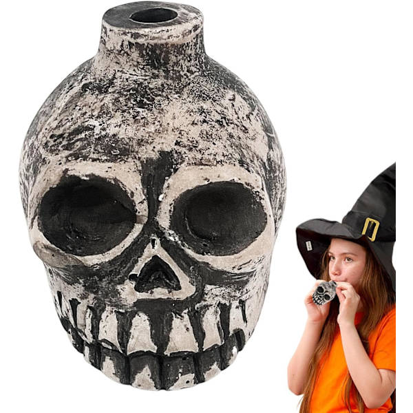 Keramisk Krågefløjte, Spooky Halloween Skallefløjte, Unikt Musikinstrument