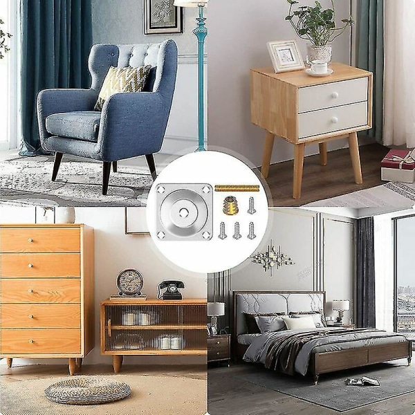 Möbelbensmonteringsplattor - med hängbultar och skruvar - för möbler, fåtölj, soffa, set om 4