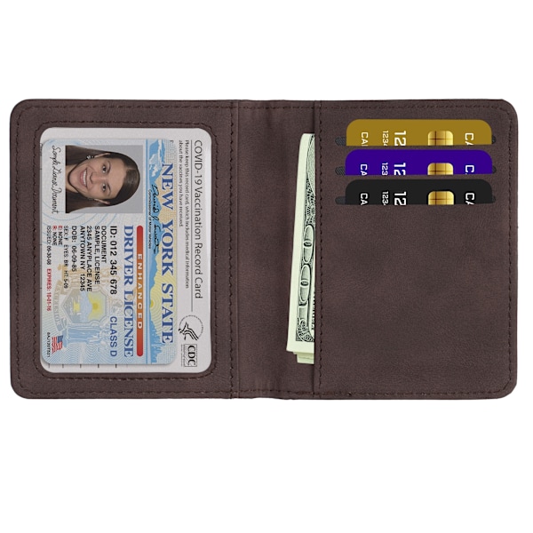 RFID-blockerande korthållare med ID-kortsfack, Bifold Läder Slim Plånbok Minimalistisk Cover Money Clip Mörkblå