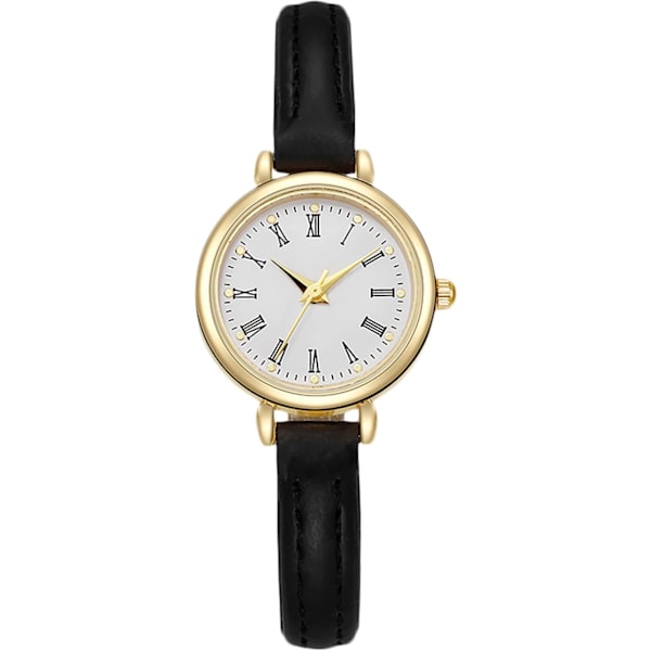 Dames Analog Kvarts Ur Minimalistisk Vintage Ure Til Kvinder Piger Casual Vandafvisende Armbåndsur Med 8mm Læderrem Sort Black