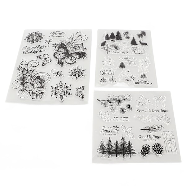 3 stk gjennomsiktige stempler med juletema DIY håndbok Scrapbook gjennomsiktige stempler papirhåndverk håndlagde gaver