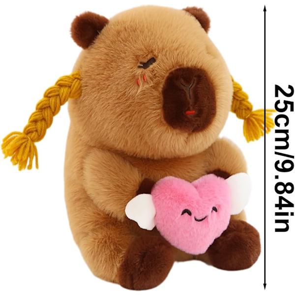 Pehmeä halaus sydän Capybara - 25 cm mukava pehmolelu capybara-eläin, täydellinen tytöille, pojille ja halailuun 1 st