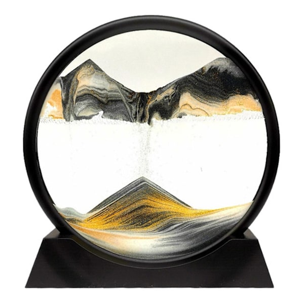 Rörlig sandkonstbild Timglas Deep Sea Sandscape Glas Quicksand 3d Målning Guld Gold