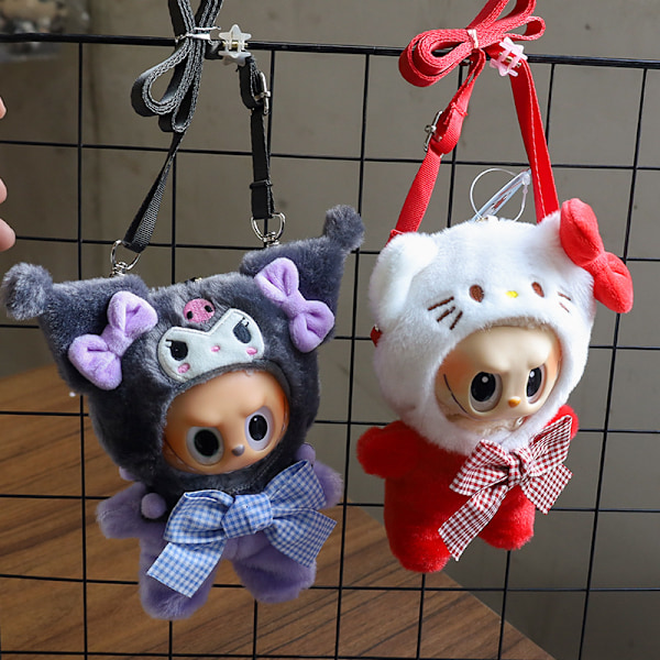 /NC/Tecknade Labubu Kläder Kreativa Hello KT Melody Labubu Dockor Outfit Monster Cosplay Baby Leksaker Charm Labubu Tillbehör 6