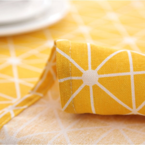 Rectangular Cotton and Linen Tablecloth, Plaid Tablecloth, Dustproof Tablecloth, Kitchen Table and Tablecloth 140*140CM (Yellow)_ma