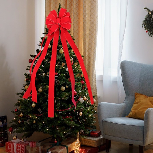 Julrosett, dekoration, stor julgran, rosett, julgransprydnad, för juldekoration, röd julrosett, julkrans, julgran, hängande dekoration röd