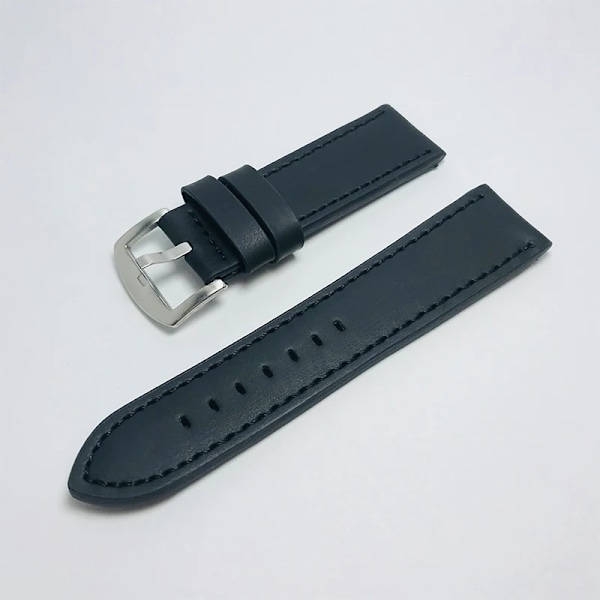 Nytt mode 18 mm 20 mm 22 mm 24 mm Läderrem av kohud Herr Dam Svart Watch Universal Vattentätt klockbandstillbehör Ljusgrå 22mm