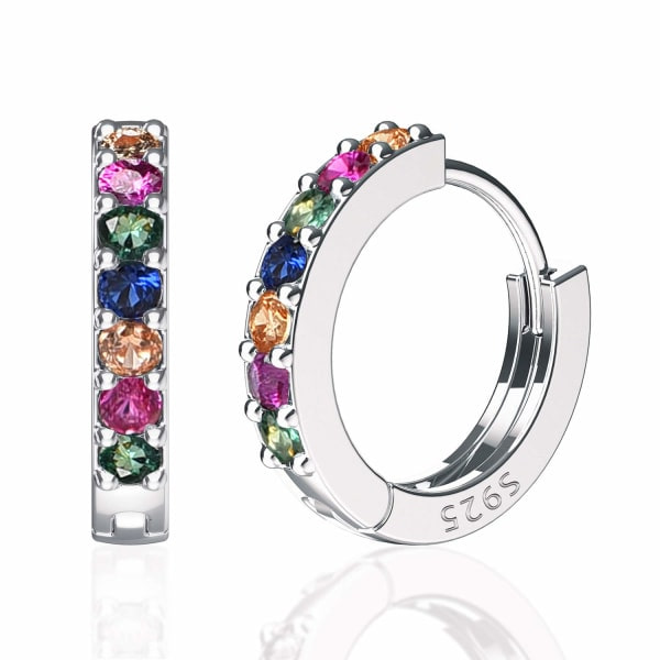 925 Sterling Sølv Små Øreringe til Kvinder Piger 8mm Cubic Zirconia Huggie Øreringe Allergivenlige Broske Øreringe
