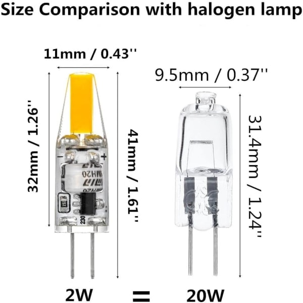 G4 LED 220V 2W 2700K varm hvit 200LM, silikonlamper erstatter tradisjonelle 20W halogenlamper, 5-pakning