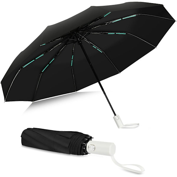 Reseparraply i rostfritt stål, automatisk öppning och stängning, kompakt design Black – 10 threads