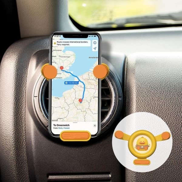 CQBB Söt mobiltelefonhållare för bil, tecknad telefonhållare för billuftventilklämma, flexibel bilhållare för kvinnor män (Färg: gul)