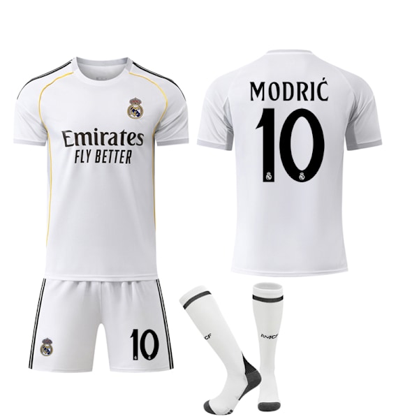 2025-2026 Real Madrid Hjemme Barn Voksen Fotballdrakt Sett No.10 Modric No.10 Modric M