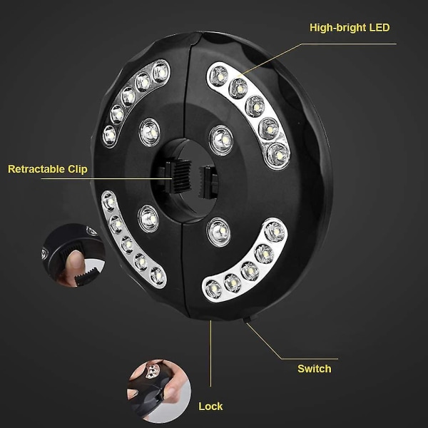 Lampa för trädgårdsparasoll, uteplatsparaplyljus, 24 lysdioder, 3 belysningsmodell, parasollljus (varmt ljus)
