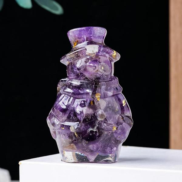 Amethyst Krystal Snemand Figur - 3D Julekollektion Miniature Amethyst