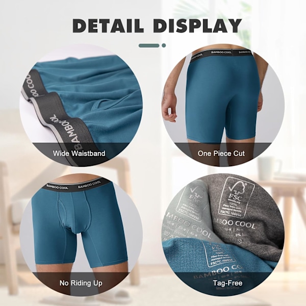Miehet Mjukat ja Hengittävät Boxerit (4 tai 7-pack) Sininen Harmaa Valkoinen L Blue Gray White L