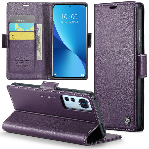 SQBB Caseme 023-serien för Xiaomi 12 5g / 12x 5g / 12s 5g Pu- cover Rfid-blockerande phone case Lila